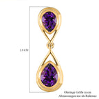 Natürliche, marokkanische Amethyst Ohrringe, 925 Silber vergoldet ca. 3.40 ct