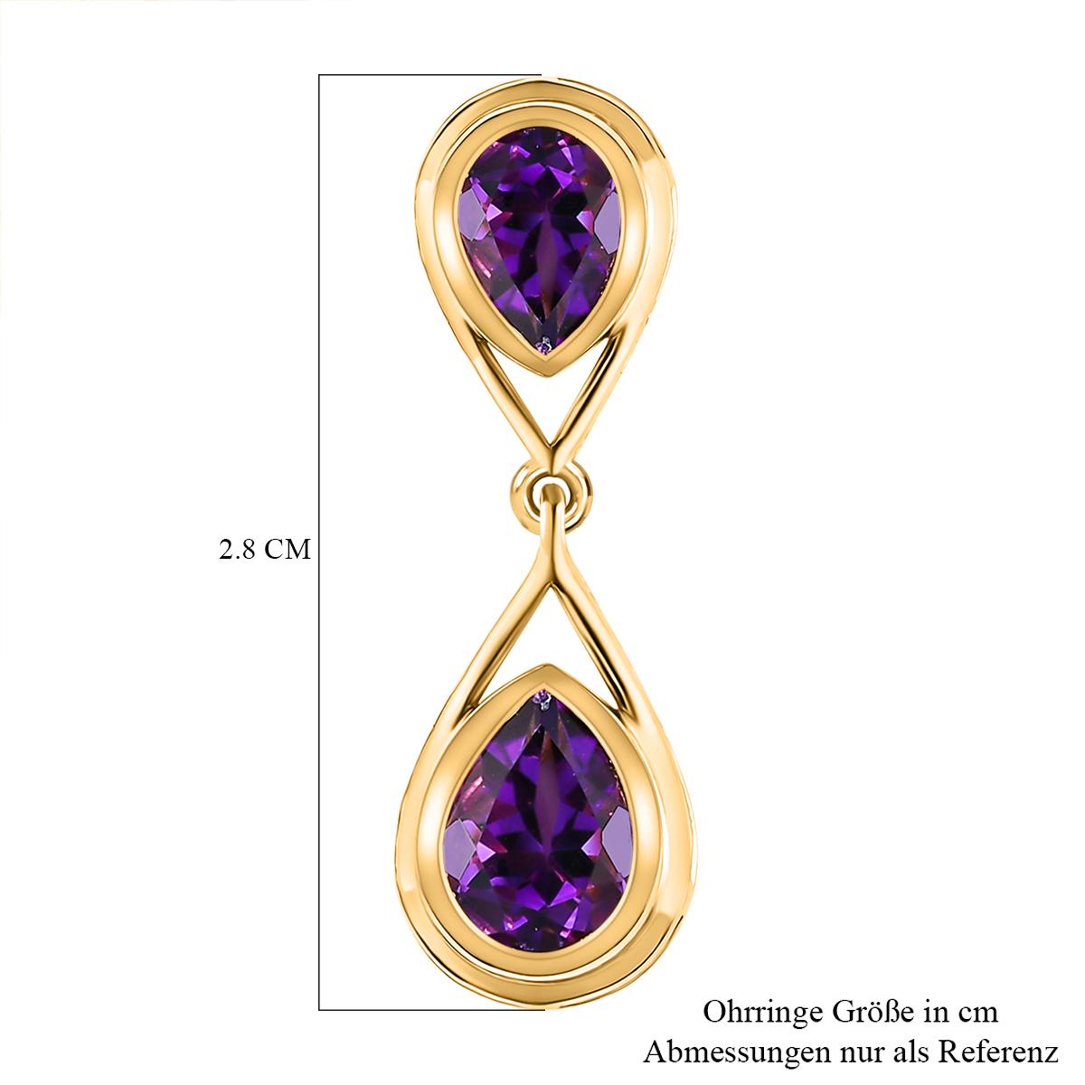 Natürliche, marokkanische Amethyst Ohrringe, 925 Silber vergoldet ca. 3.40 ct