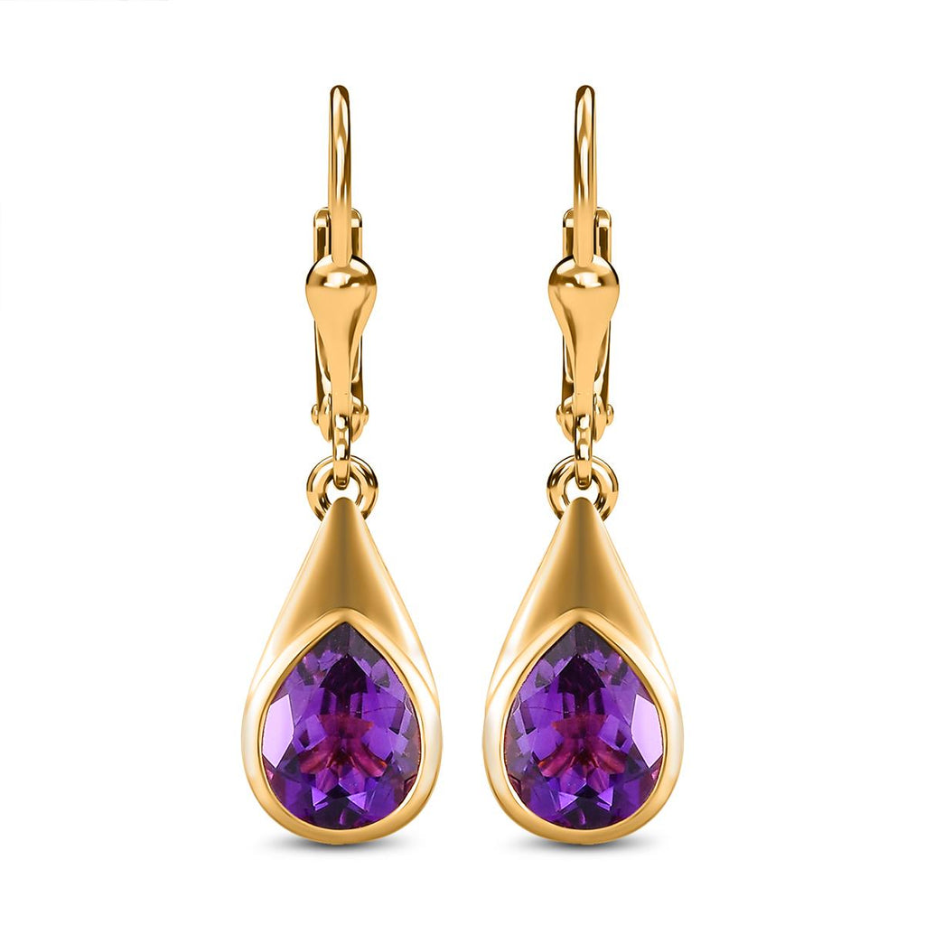Natürliche, marokkanische Amethyst-Ohrringe, 925 Silber vergoldet ca. 3,21 ct