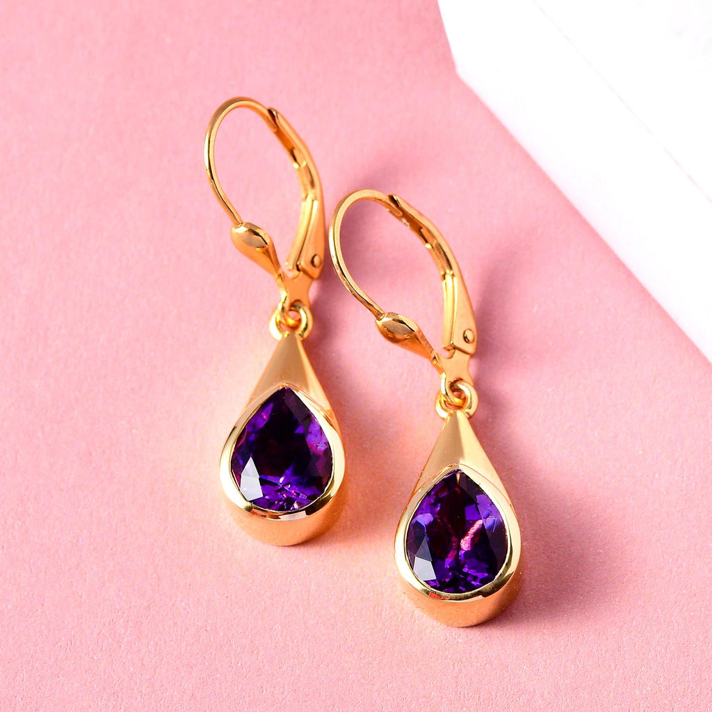 Natürliche, marokkanische Amethyst-Ohrringe, 925 Silber vergoldet ca. 3,21 ct