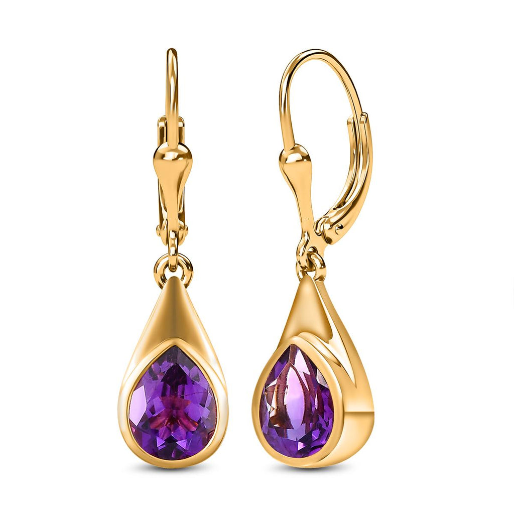 Natürliche, marokkanische Amethyst-Ohrringe, 925 Silber vergoldet ca. 3,21 ct