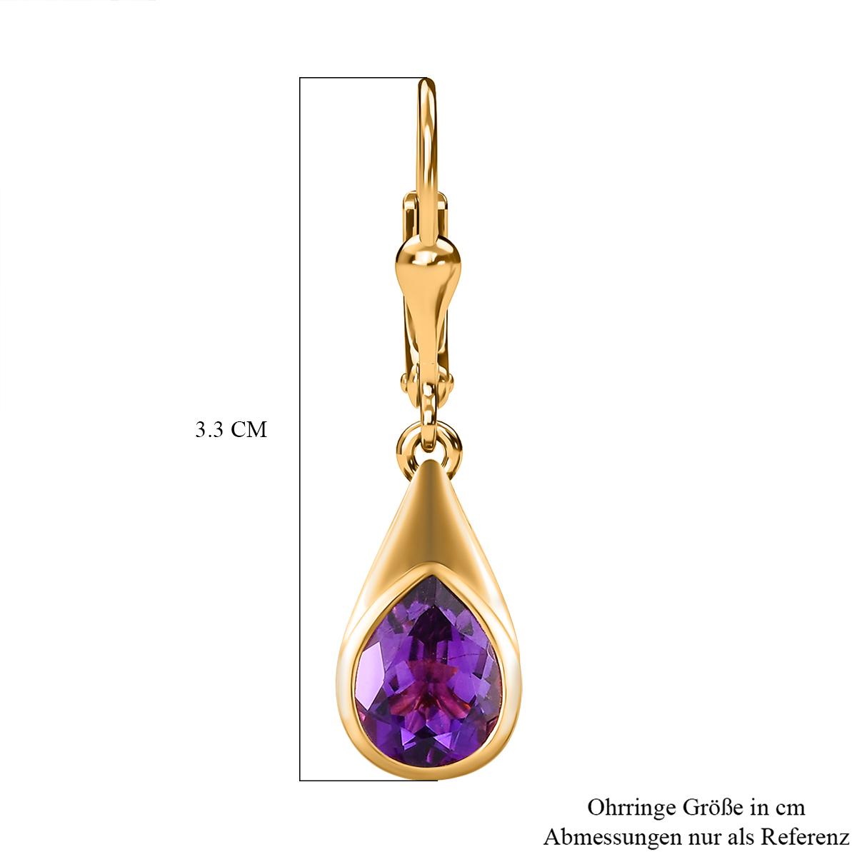 Natürliche, marokkanische Amethyst-Ohrringe, 925 Silber vergoldet ca. 3,21 ct