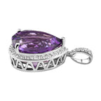 Natürlicher, marokkanischer Amethyst und weißer Zirkon-Anhänger, 925 Silber platiniert ca. 8.48 ct
