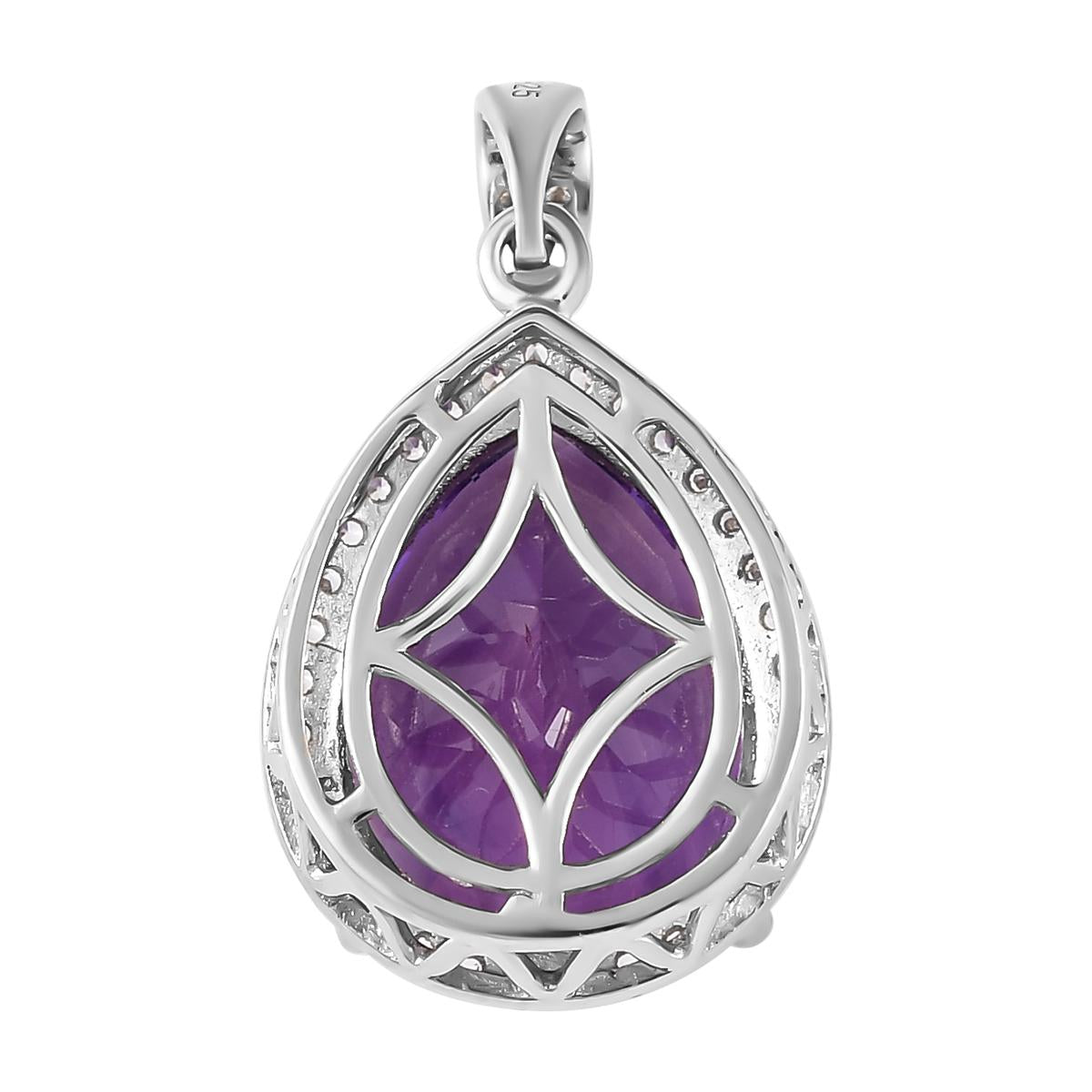 Natürlicher, marokkanischer Amethyst und weißer Zirkon-Anhänger, 925 Silber platiniert ca. 8.48 ct