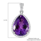 Natürlicher, marokkanischer Amethyst und weißer Zirkon-Anhänger, 925 Silber platiniert ca. 8.48 ct