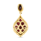 Rhodolith Granat und weißer Zirkon-Anhänger, 925 Silber vergoldet ca. 4,08 ct
