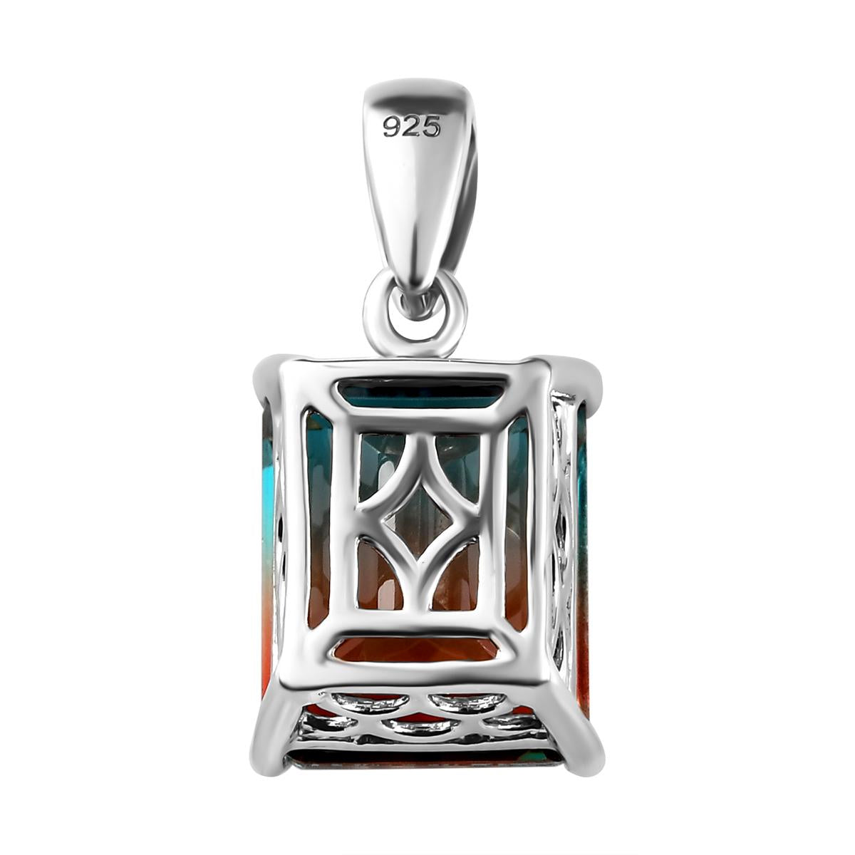 Aqua Terra Costa Quarz Triplette und weißer Zirkon Anhänger, 925 Silber platiniert ca. 7.48 ct