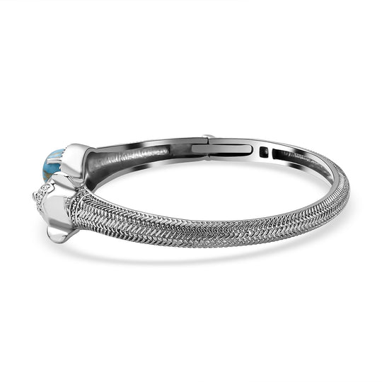 Blaues Türkis Armreif ca. 19 cm Edelstahl ca. 5,12 ct