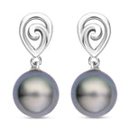 Tahiti Perlen-Ohrringe, 10-11mm, 925 Silber rhodiniert