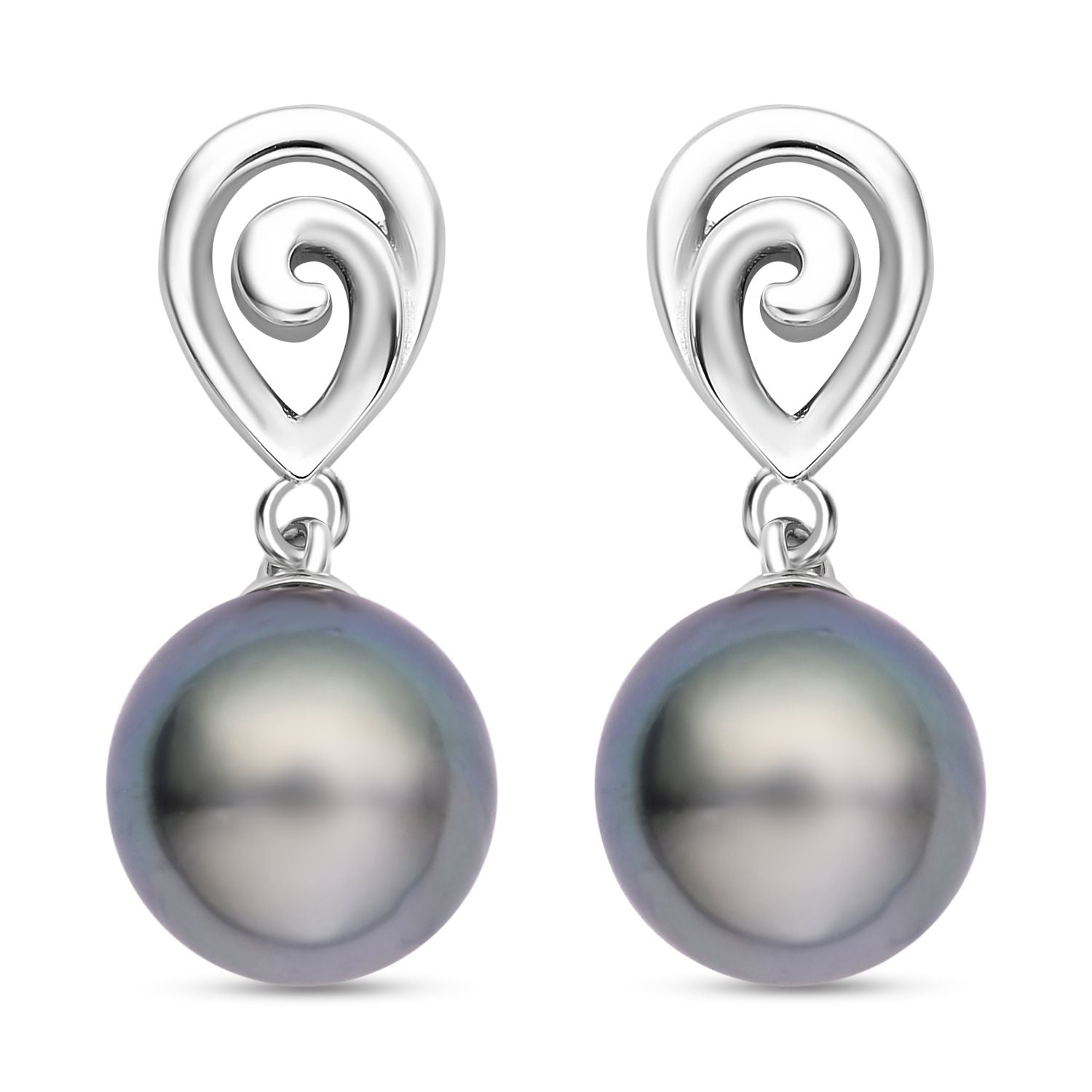 Tahiti Perlen-Ohrringe, 10-11mm, 925 Silber rhodiniert