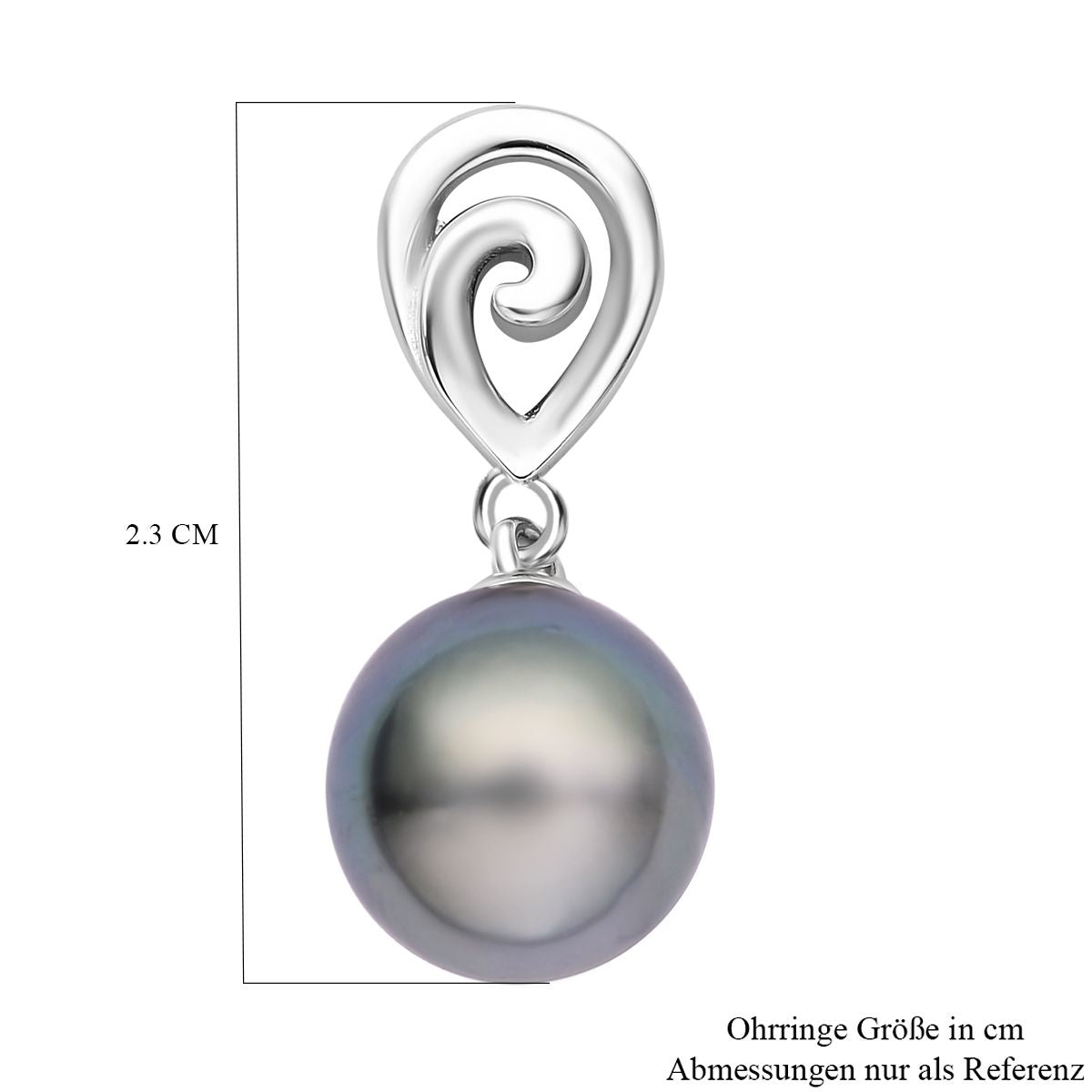 Tahiti Perlen-Ohrringe, 10-11mm, 925 Silber rhodiniert