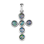 Boulder Opal Triplett Kreuz-Anhänger, 925 Silber platiniert ca. 1.40 ct