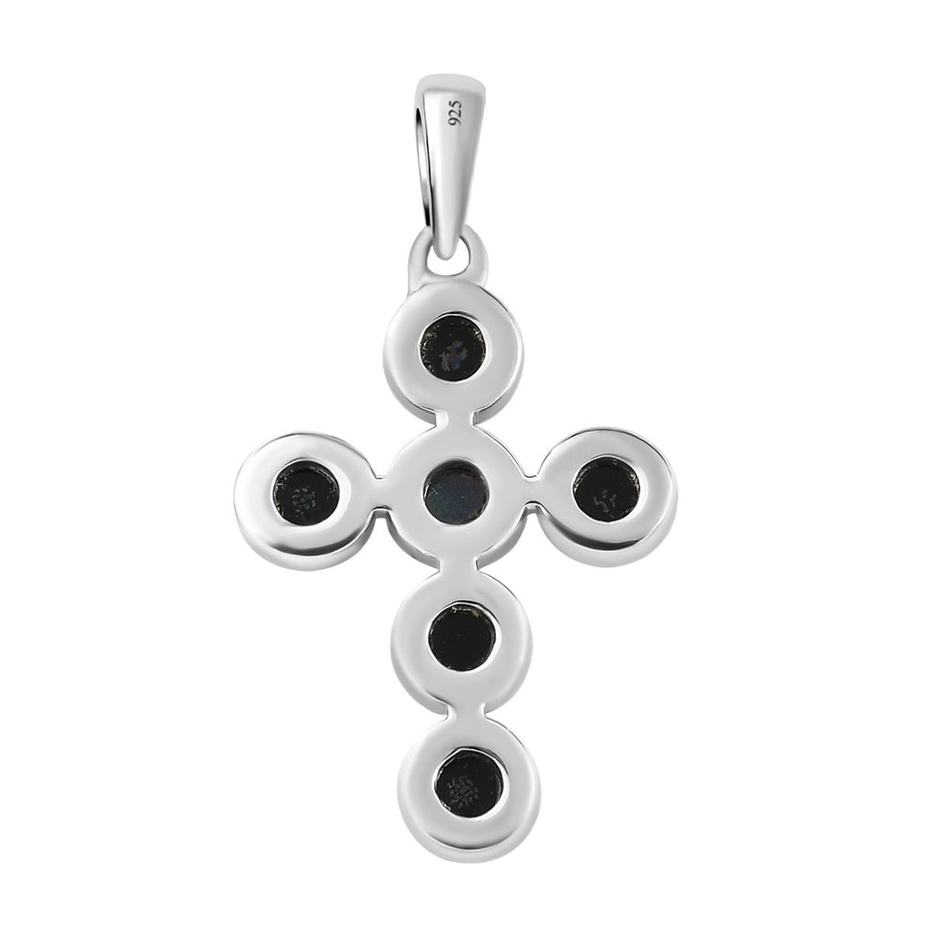 Boulder Opal Triplett Kreuz-Anhänger, 925 Silber platiniert ca. 1.40 ct