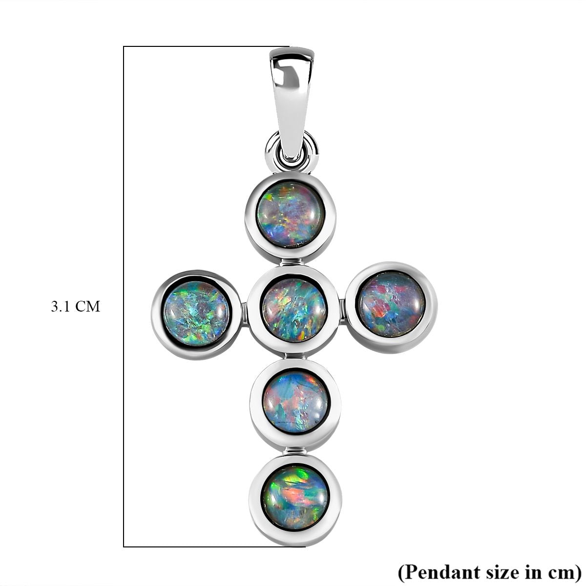 Boulder Opal Triplett Kreuz-Anhänger, 925 Silber platiniert ca. 1.40 ct