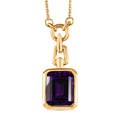 Natürliche, marokkanische Amethyst Solitär-Halskette, 925 Silber vergoldet, 3,41 ct.
