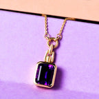 Natürliche, marokkanische Amethyst Halskette, ca. 45 cm, 925 Silber vergoldet ca. 3.41 ct