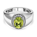 Peridot und weißer Zirkon-Ring, reines Messing platiniert (Größe 21.00) ca. 1,40 ct
