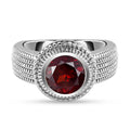Roter Granat Ring, reines Messing platiniert (Größe 16.00) ca. 2,10 ct