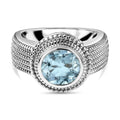 Himmelblauer Topas-Ring, reines Messing platiniert (Größe 16.00) ca. 2,32 ct
