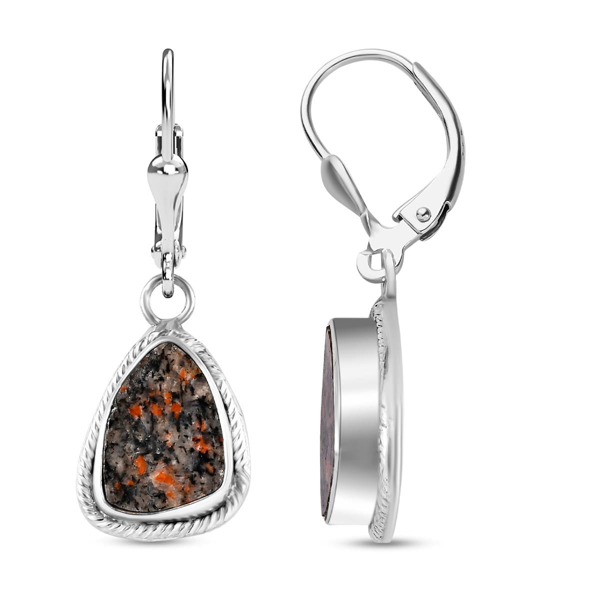 Handgearbeitete, natürliche Yooperlith-Ohrringe, 925 Silber ca. 8,50 ct