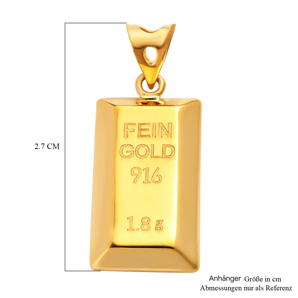 Goldbarren Anhänger, 916 Gold ca. 1,80g