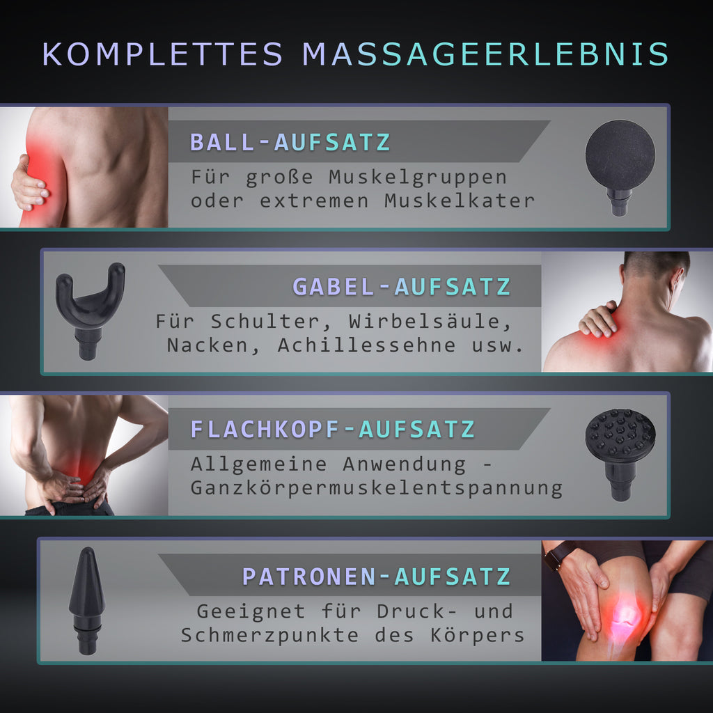 Mini-Muskel-Massage-Pistole mit 4 Massageköpfen, 32 Stärken, perfekt zum Mitnehmen, grün