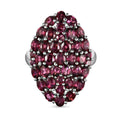 Rhodolith Granat Ring, 925 Silber platiniert (Größe 17.00) ca. 7.57 ct