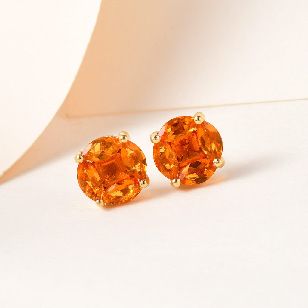 Salamanca Feueropal Ohrringe, 925 Silber vergoldet ca. 0.94 ct