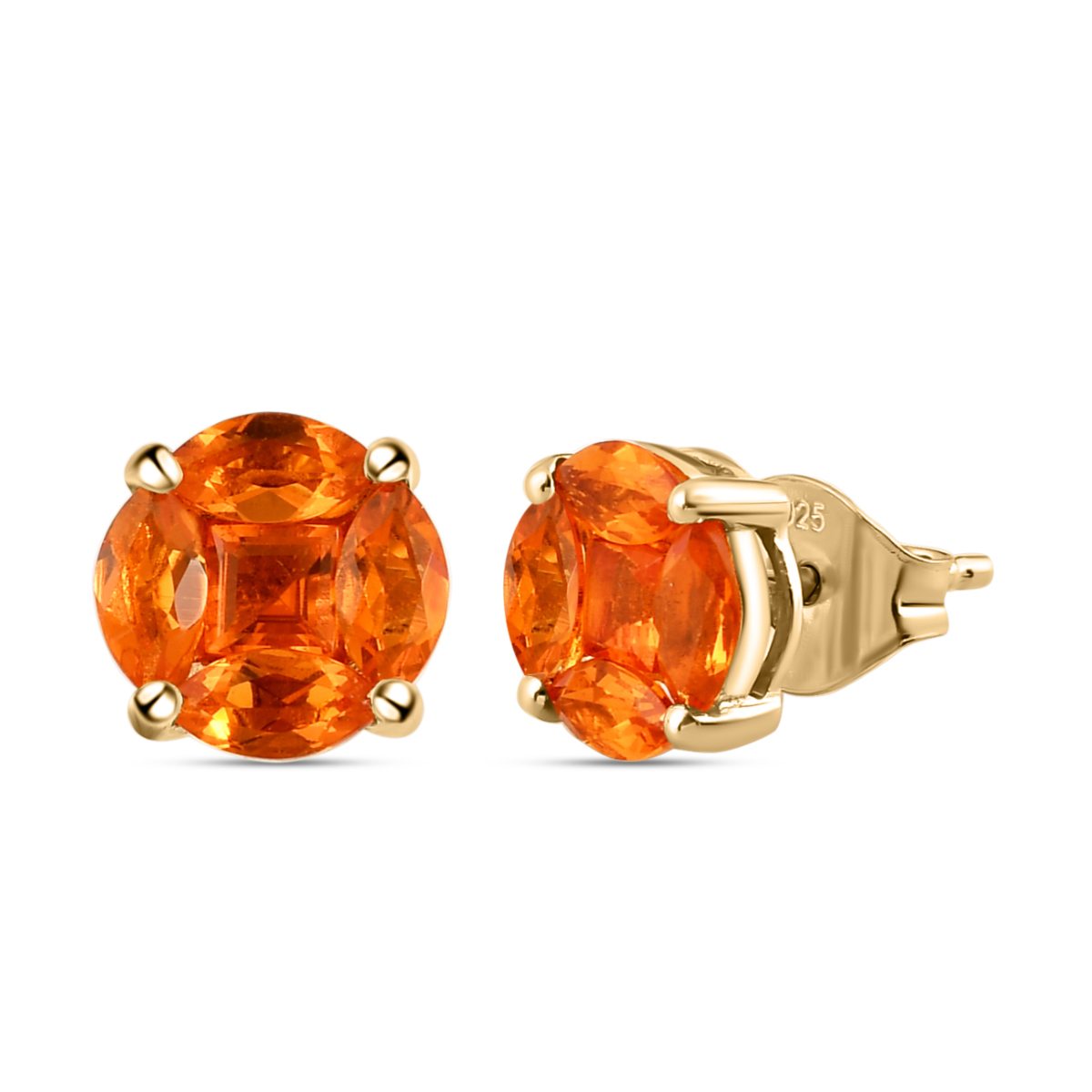Salamanca Feueropal Ohrringe, 925 Silber vergoldet ca. 0.94 ct