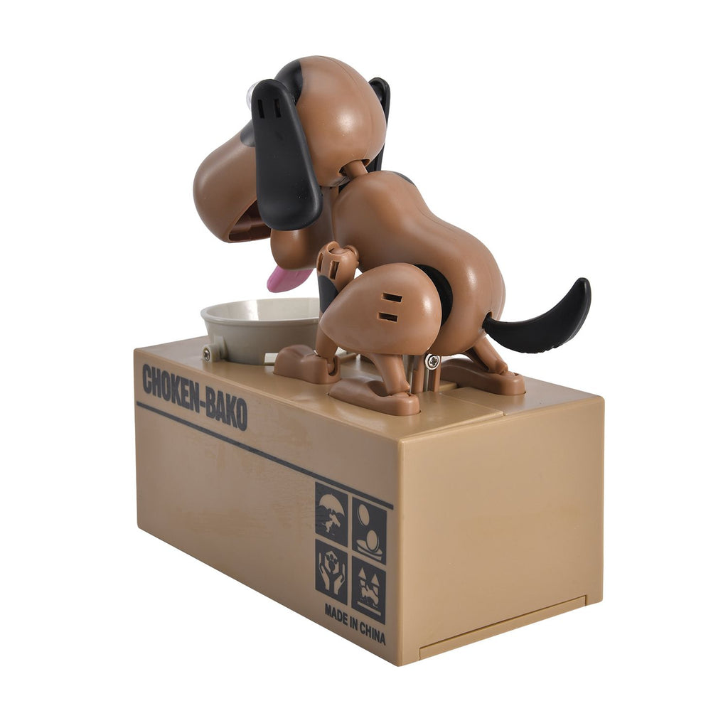 Münzstehlende Hunde-Spardose, 2x AA Batterien (nicht inkl.), 16.3x9x17 cm, braun