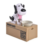 Münzstehlende Hunde-Spardose, 2x AA Batterien (nicht inkl.), 16.3x9x17 cm, Weiß