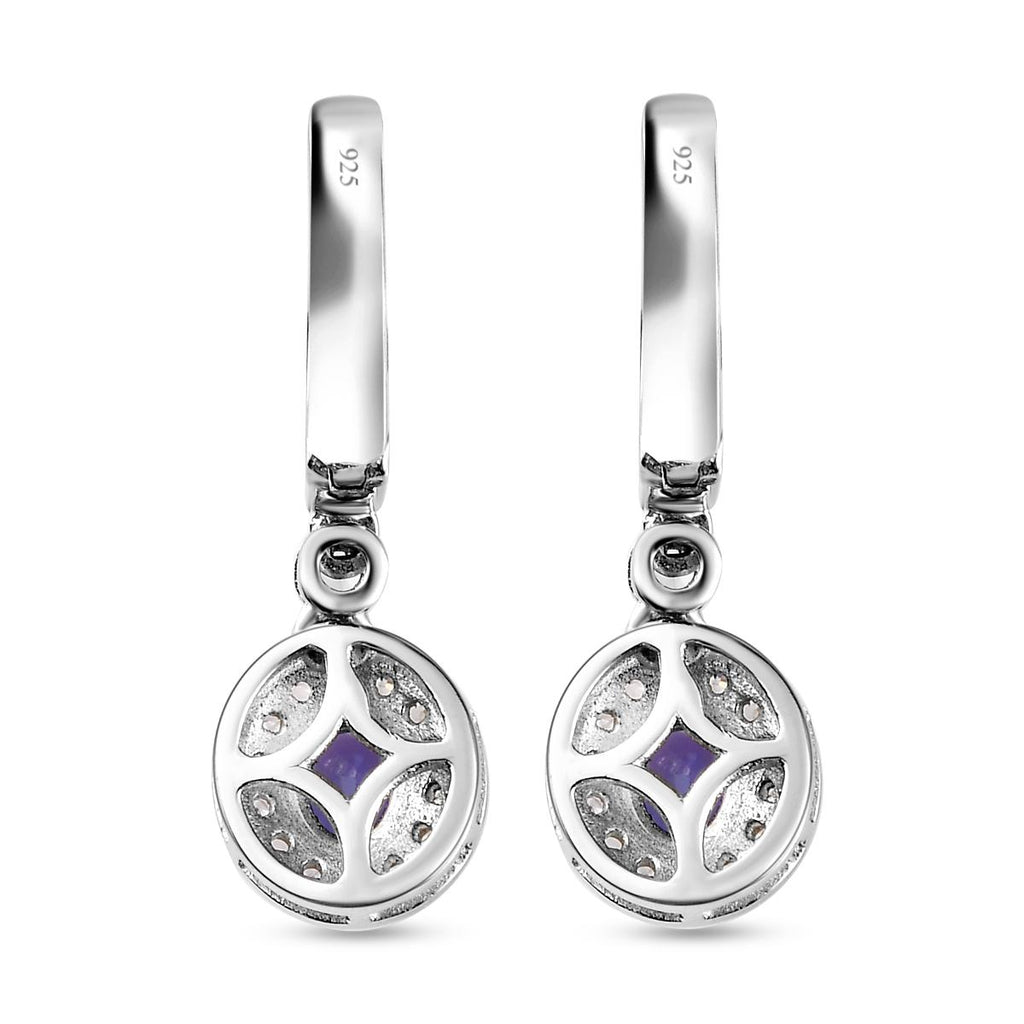AAA Tansanit und weiße Zirkon-Ohrringe, 925 Silber platiniert ca. 1.27 ct