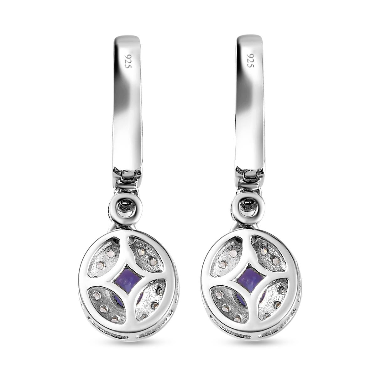 AAA Tansanit und weiße Zirkon-Ohrringe, 925 Silber platiniert ca. 1.27 ct