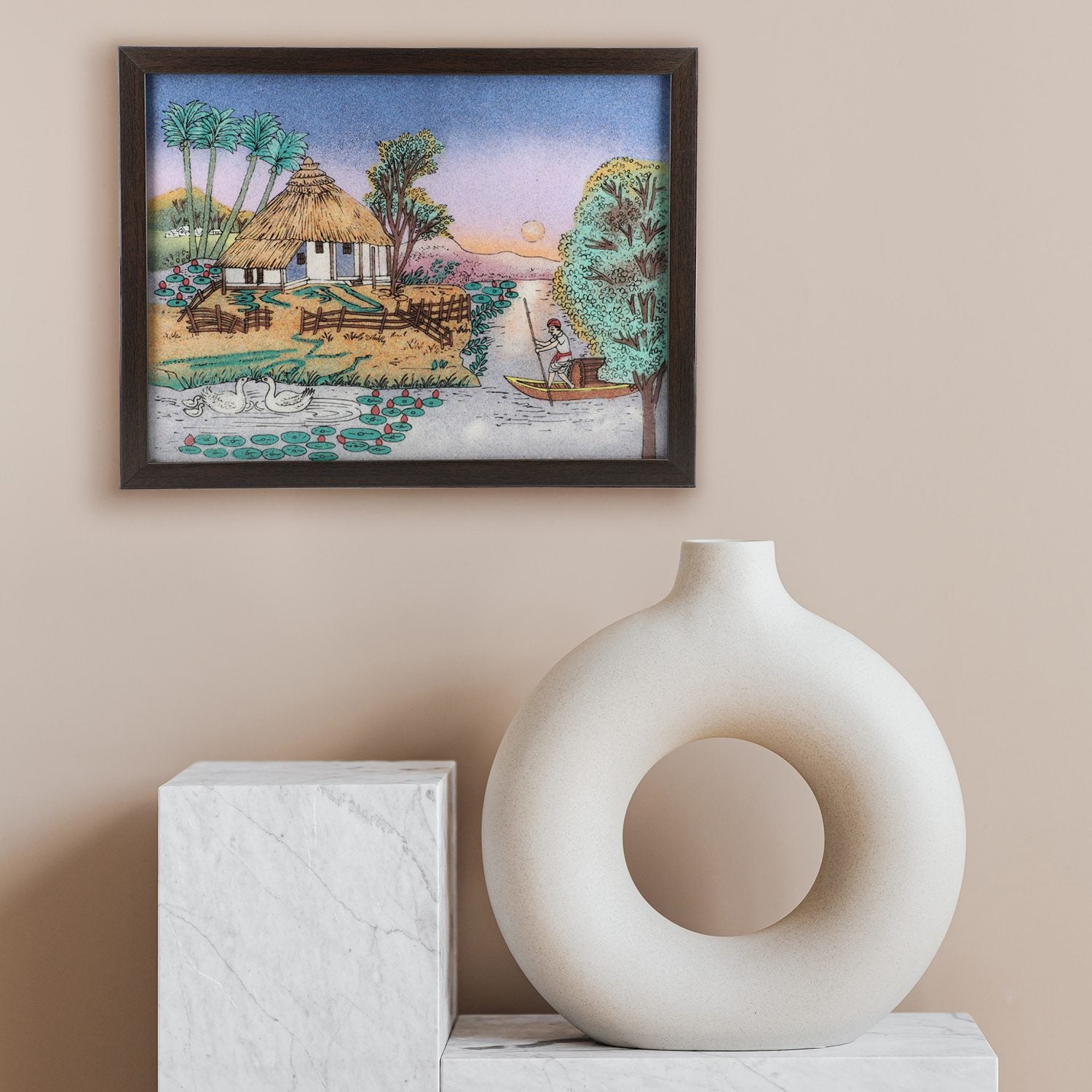 Handgefertigte Edelstein Malerei 36x28cm, Natur