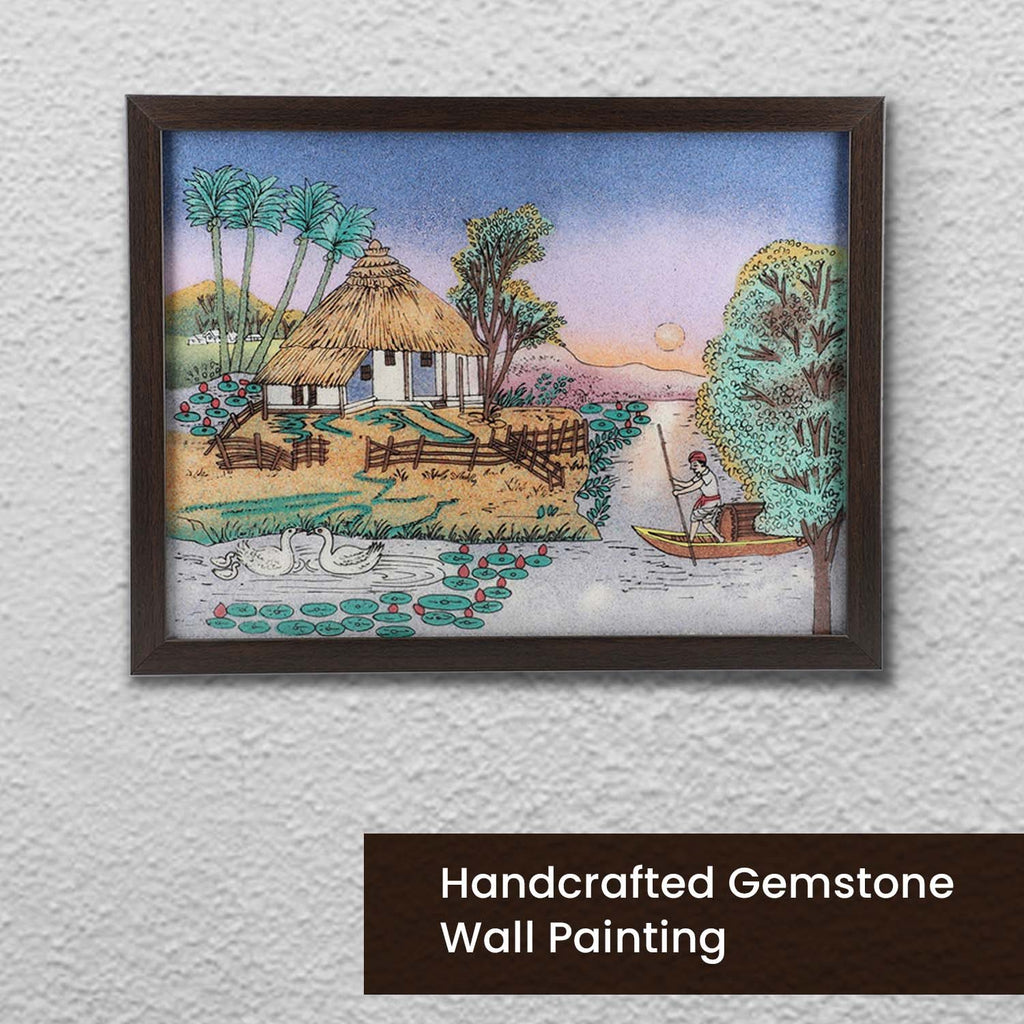 Handgefertigte Edelstein Malerei 36x28cm, Natur