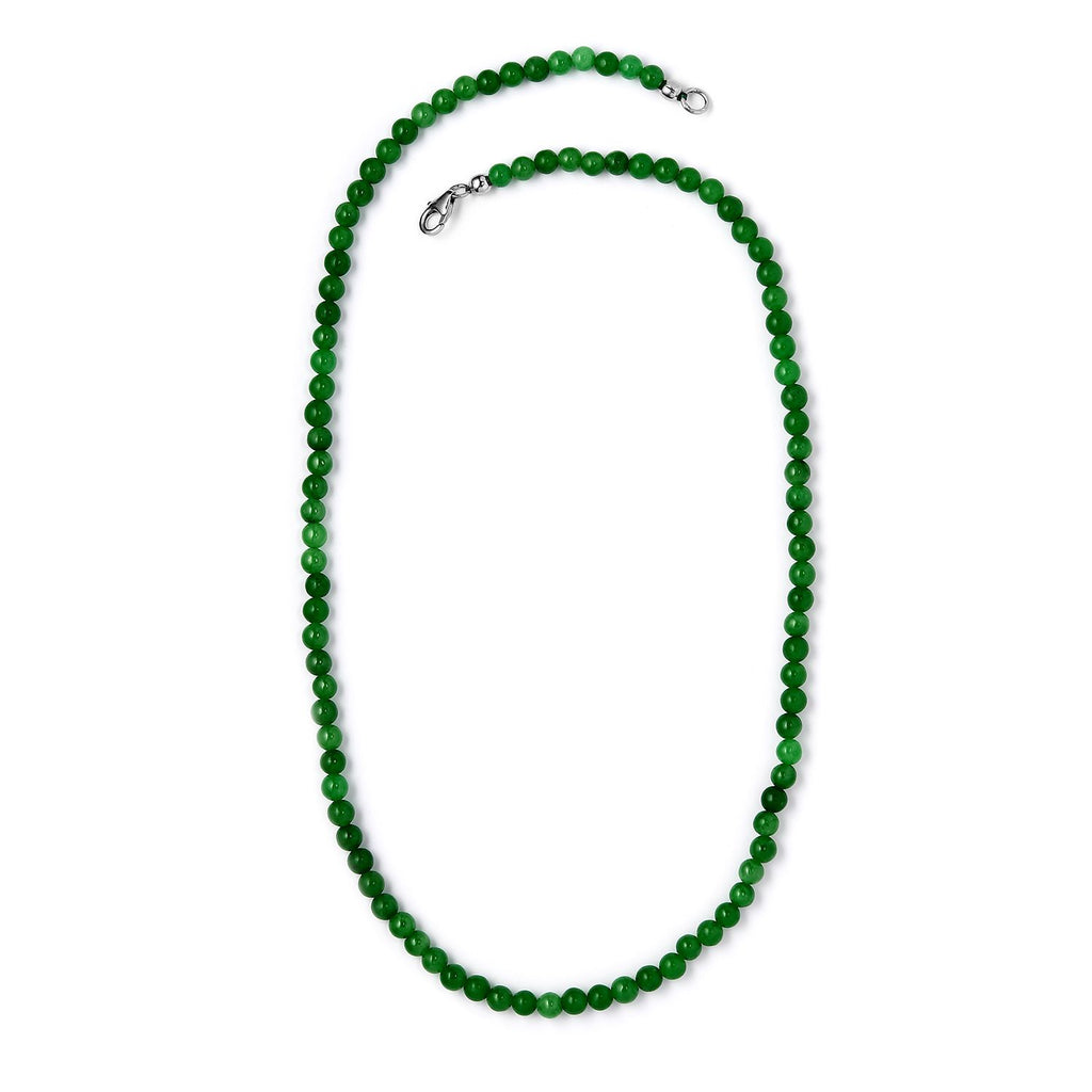 CLOSE OUT DEAL Grüne Jade Halskette, ca. 50 cm, 925 Silber rhodiniert ca. 110,00 ct