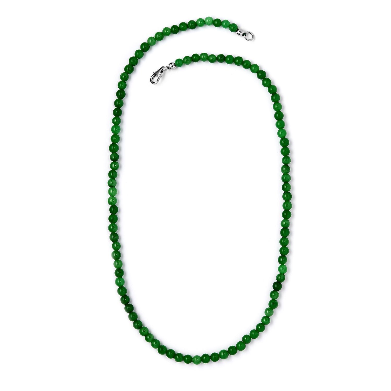 CLOSE OUT DEAL Grüne Jade Halskette, ca. 50 cm, 925 Silber rhodiniert ca. 110,00 ct