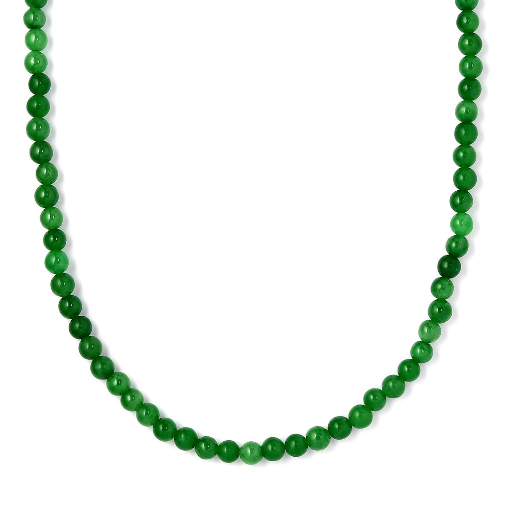 CLOSE OUT DEAL Grüne Jade Halskette, ca. 50 cm, 925 Silber rhodiniert ca. 110,00 ct