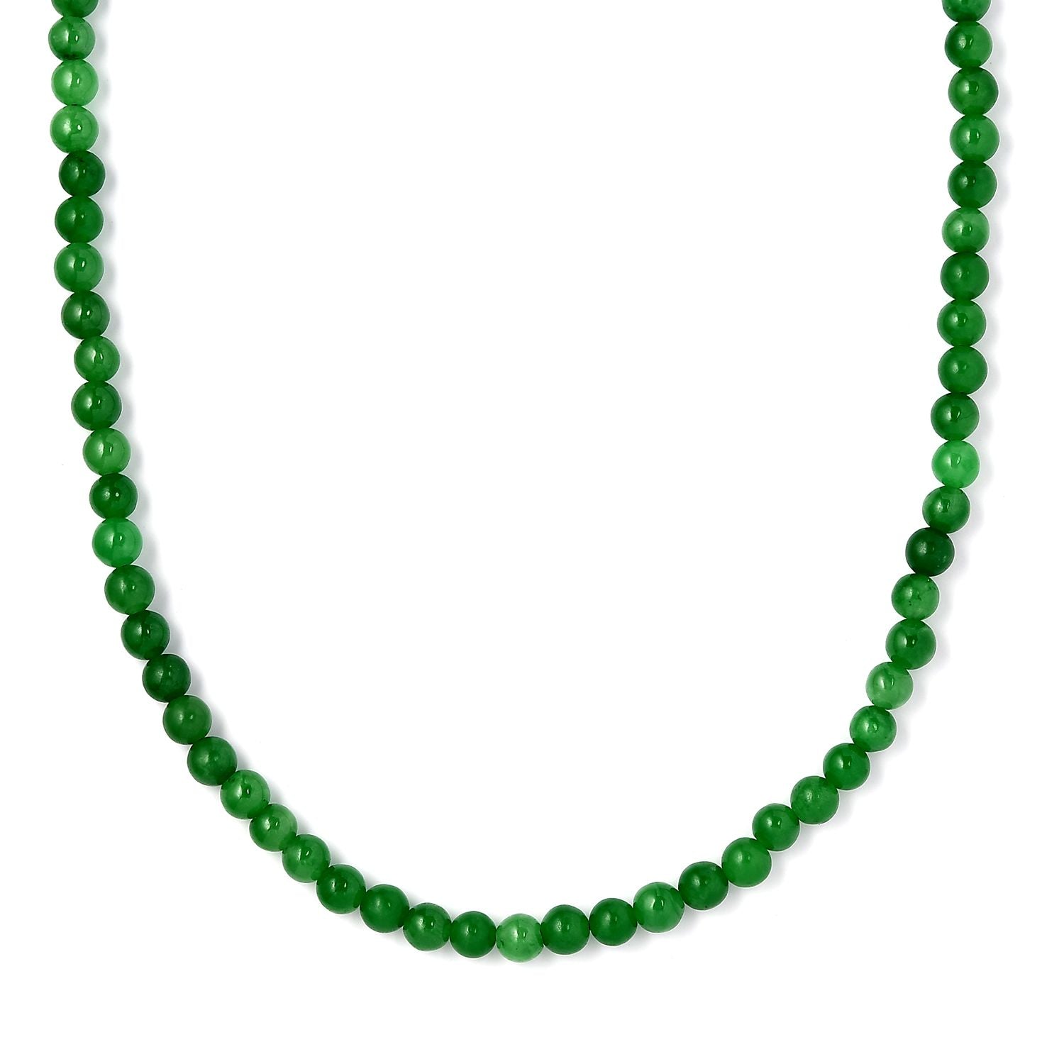 CLOSE OUT DEAL Grüne Jade Halskette, ca. 50 cm, 925 Silber rhodiniert ca. 110,00 ct