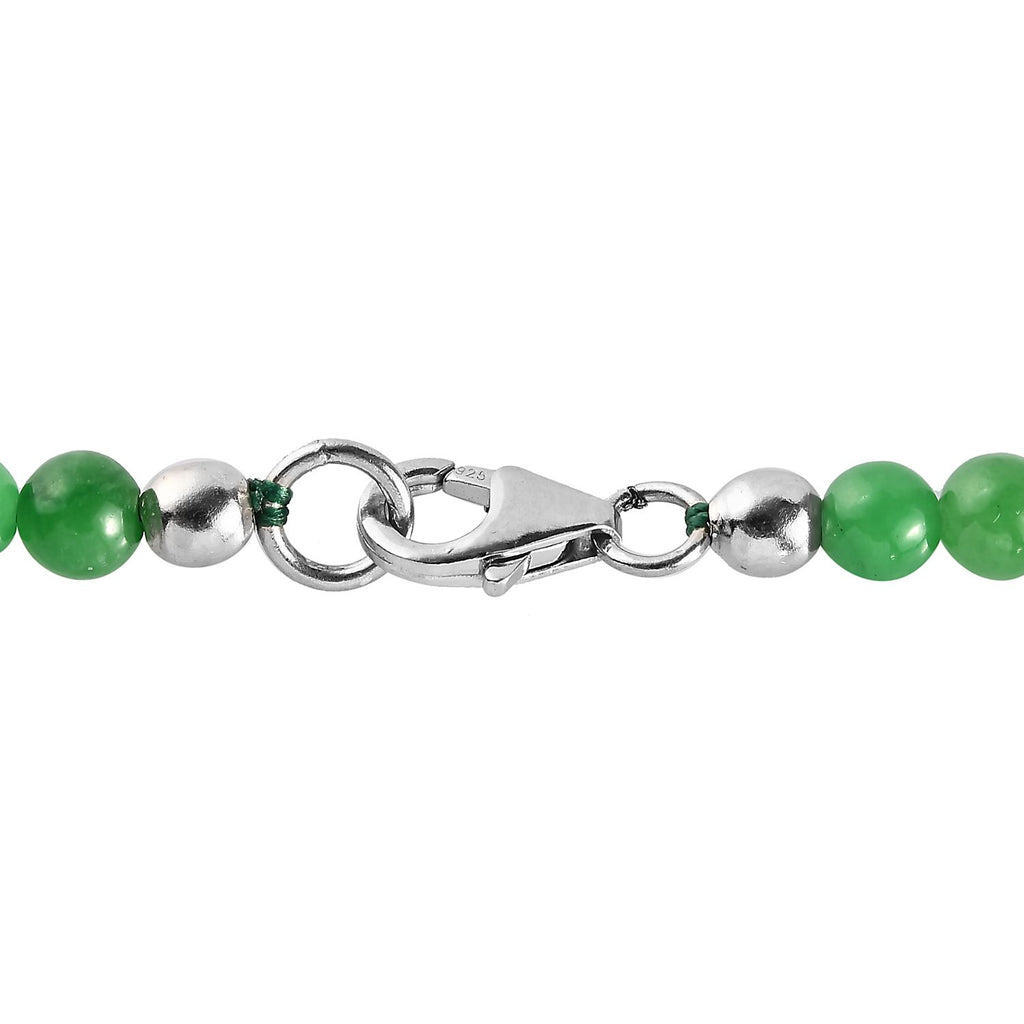CLOSE OUT DEAL Grüne Jade Halskette, ca. 50 cm, 925 Silber rhodiniert ca. 110,00 ct