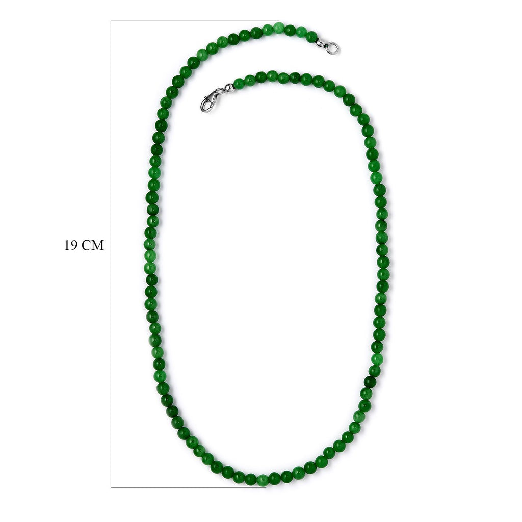 CLOSE OUT DEAL Grüne Jade Halskette, ca. 50 cm, 925 Silber rhodiniert ca. 110,00 ct