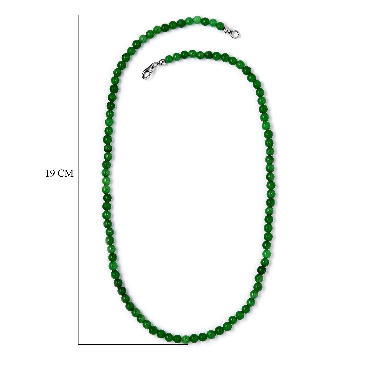 CLOSE OUT DEAL Grüne Jade Halskette, ca. 50 cm, 925 Silber rhodiniert ca. 110,00 ct