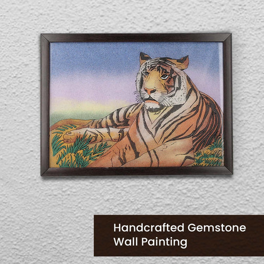 Handgefertigte Edelstein Tiger-Malerei 32x24cm, Tiger