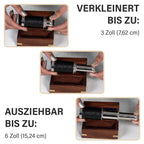 Handgefertigtes, voll funktionsfähiges Teleskop mit Ledergriff und hölzerner Geschenk-Box, 15.2x3cm, Silber