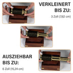 Handgefertigtes, voll funktionsfähiges Teleskop mit Ledergriff und hölzerner Geschenk-Box, 15.2x3cm, Gold