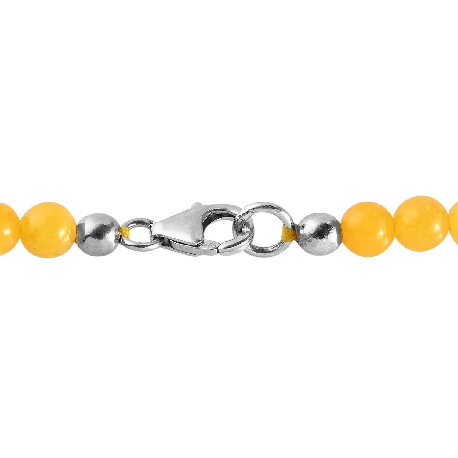 CLOSE OUT DEAL Honig Jade Halskette, ca. 50 cm, 925 Silber rhodiniert ca. 133,35 ct