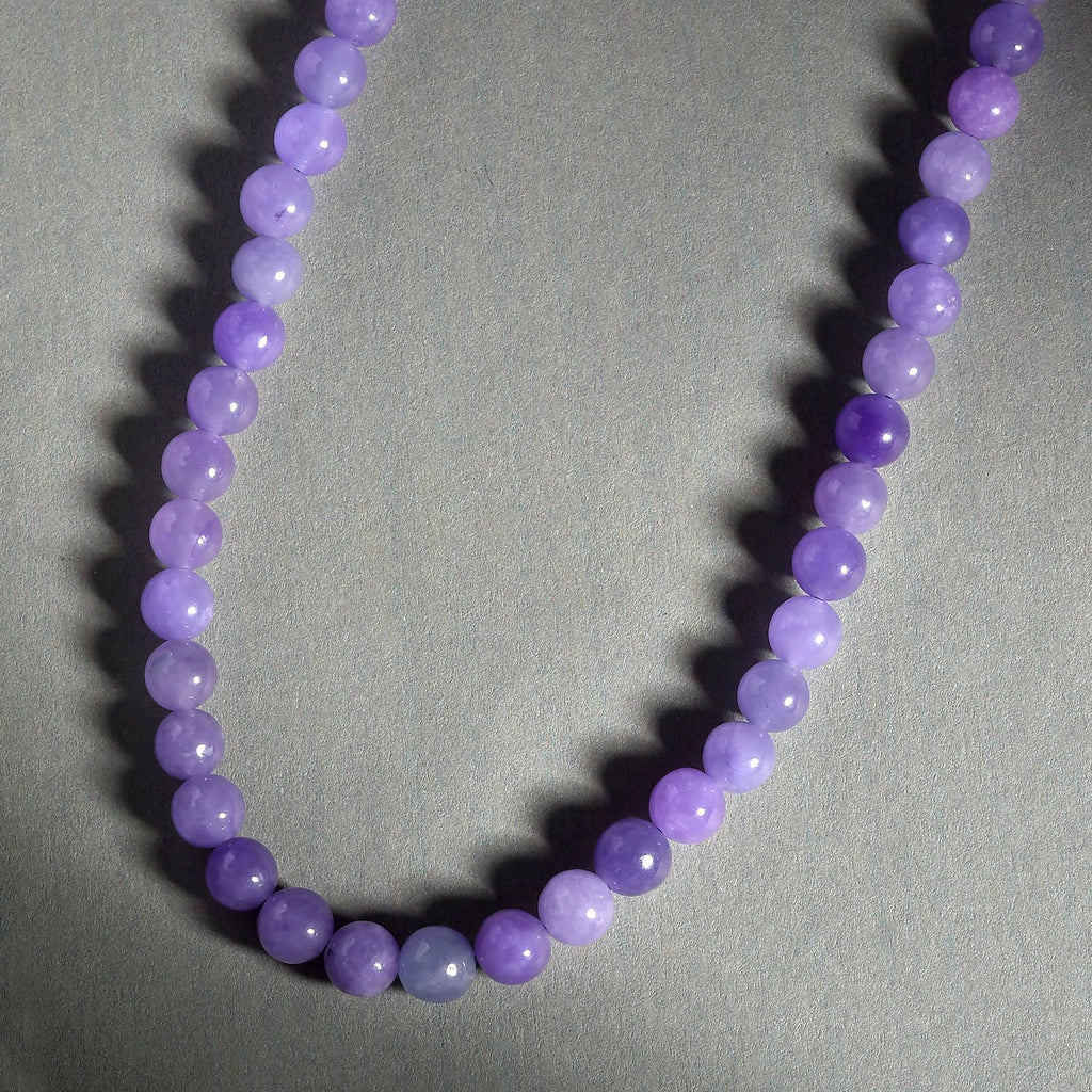 Lila Jade Halskette, ca. 50 cm, 925 Silber rhodiniert ca. 158,98 ct