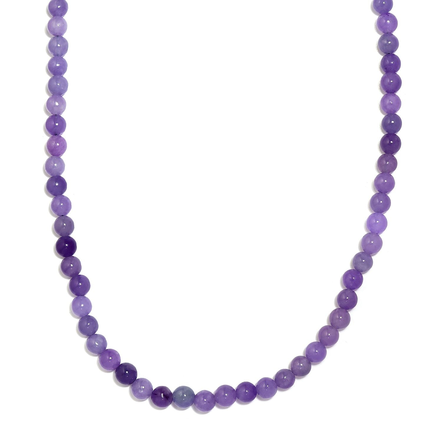 Lila Jade Halskette, ca. 50 cm, 925 Silber rhodiniert ca. 158,98 ct