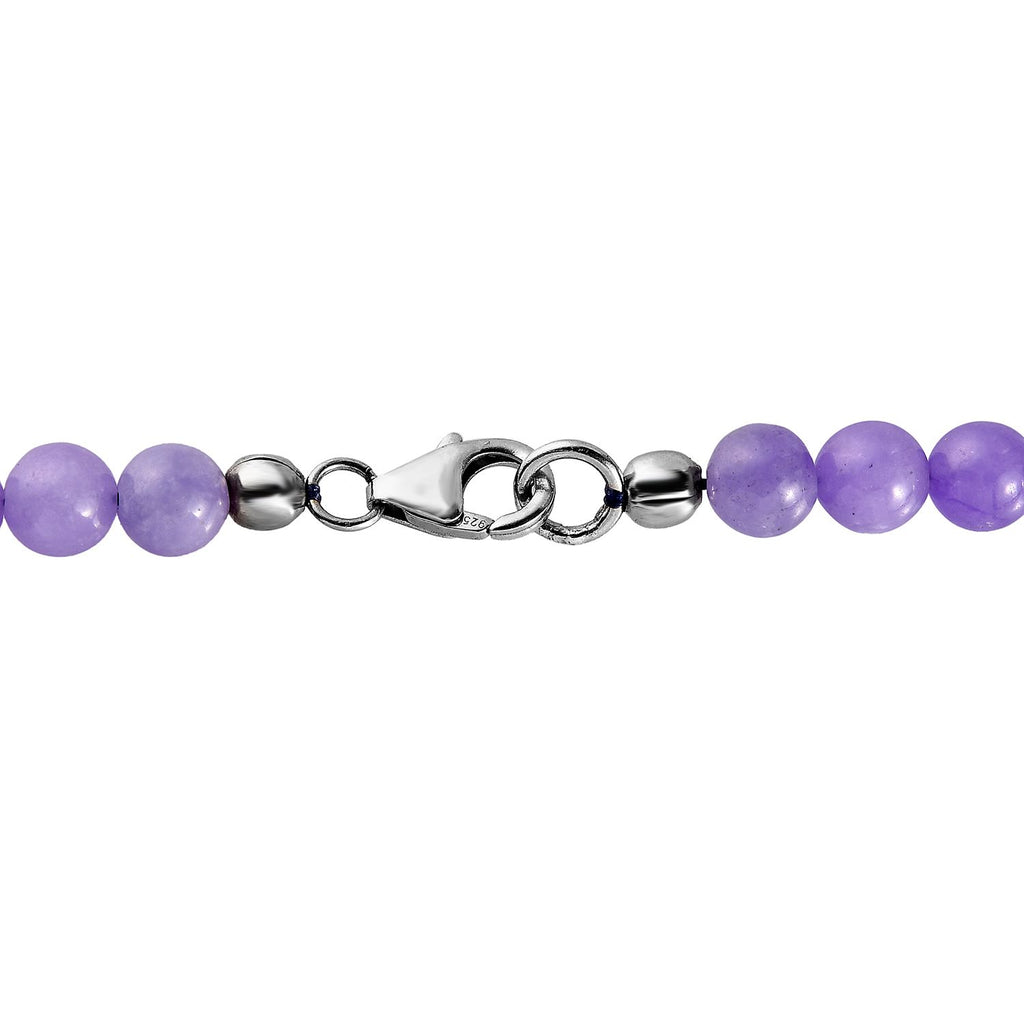 Lila Jade Halskette, ca. 50 cm, 925 Silber rhodiniert ca. 158,98 ct