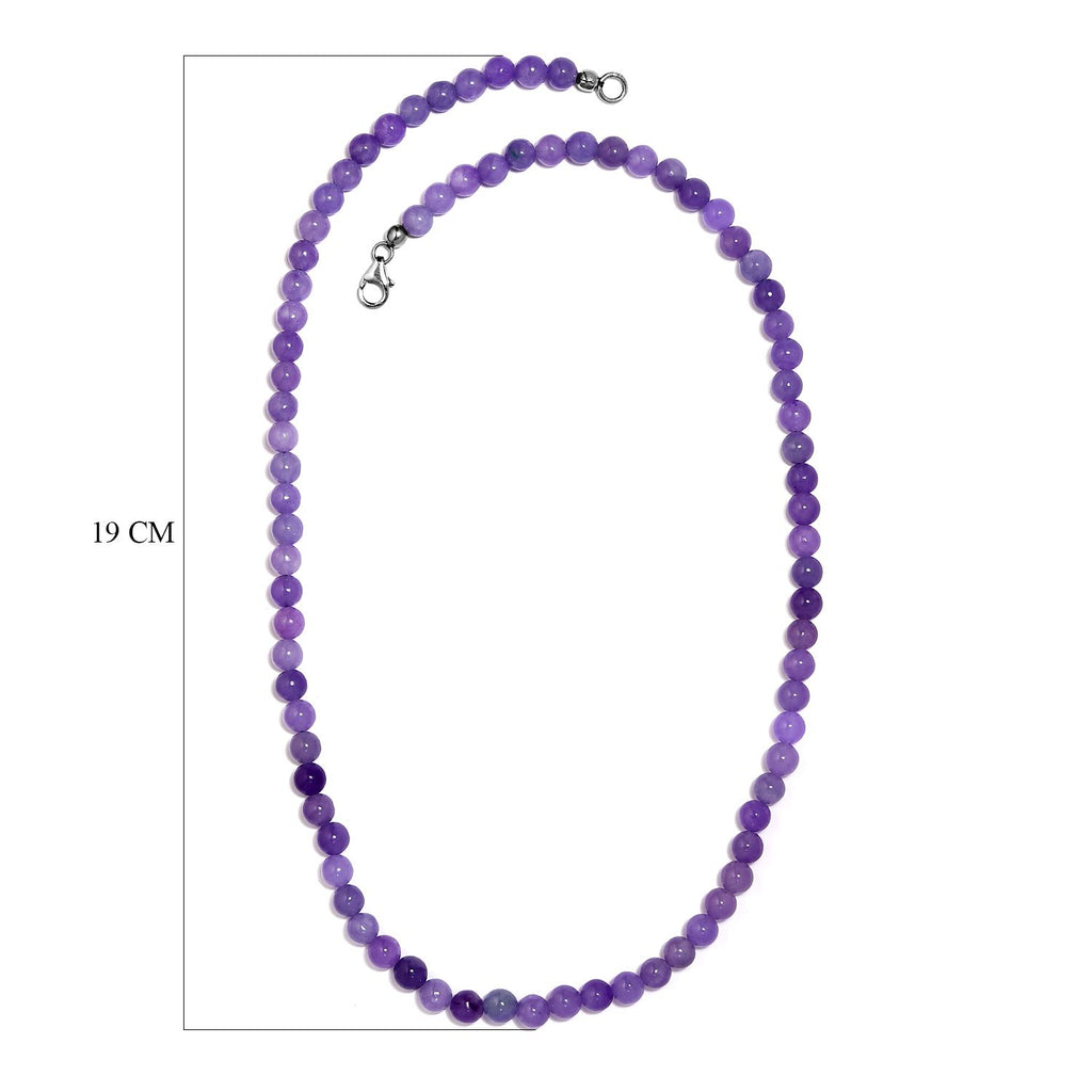 Lila Jade Halskette, ca. 50 cm, 925 Silber rhodiniert ca. 158,98 ct